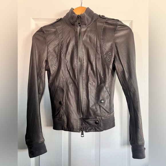 S.W.O.R.D Italy Lucca Washed Silver Lambskin Leather Bomber Jacket XS IT40 $750 - Picture 2 of 8